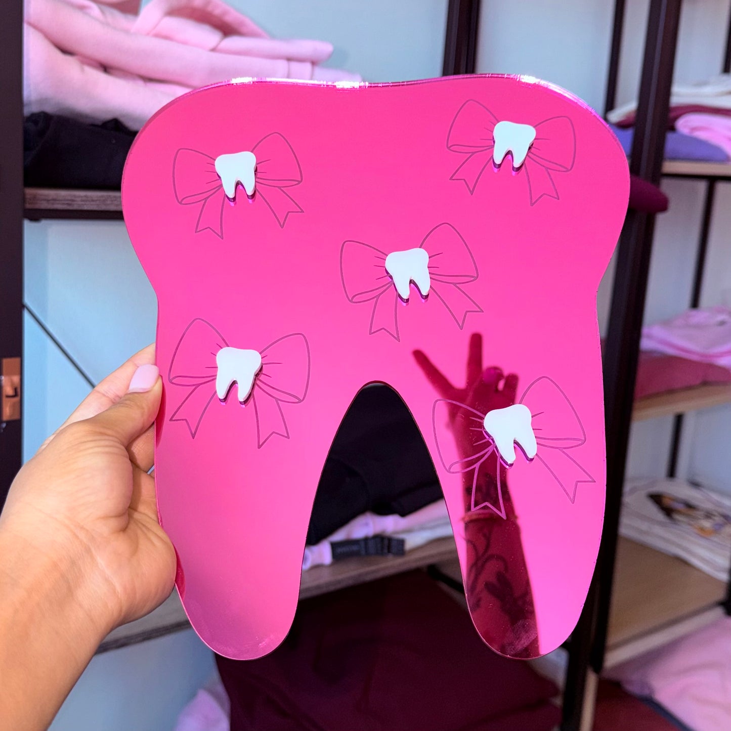 Bow Babe Pink Acrylic Mirror