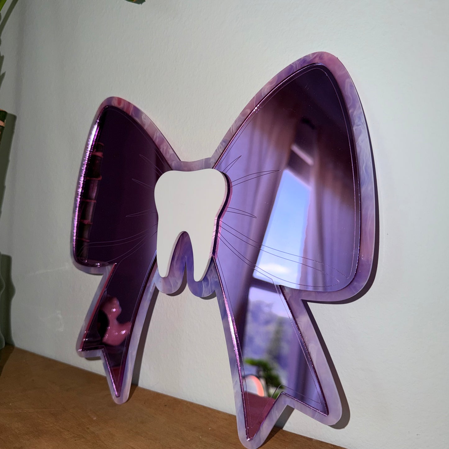 Pink Bow Purple Dream Swirls Border Mirror 10x10 Last Call