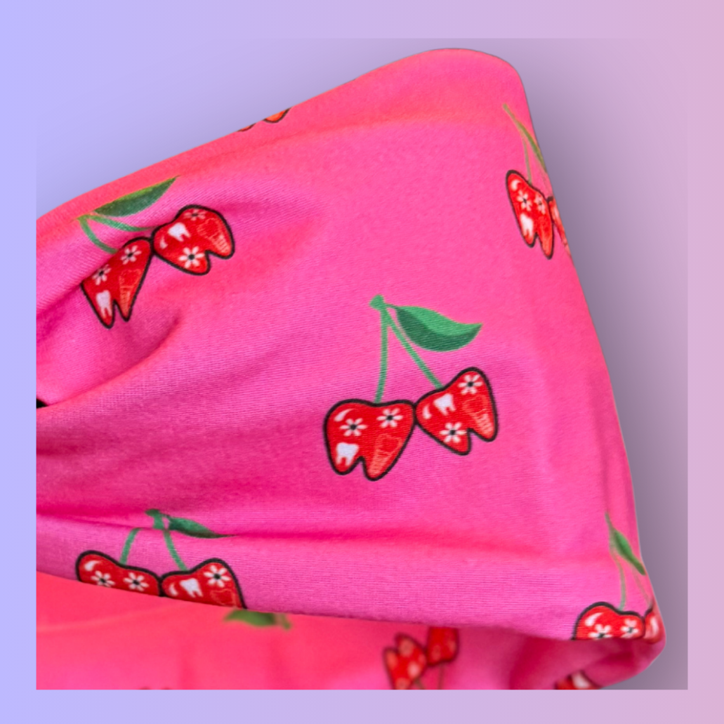 Sweet Tooth Cherry Knotted Headband Buttons NOT Included***