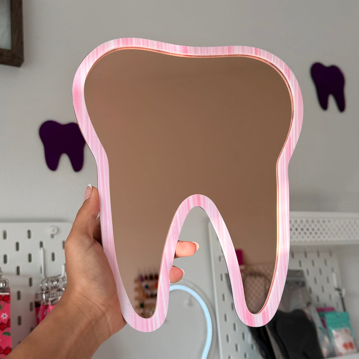 Pink Stripes On Gold Molar 10x8