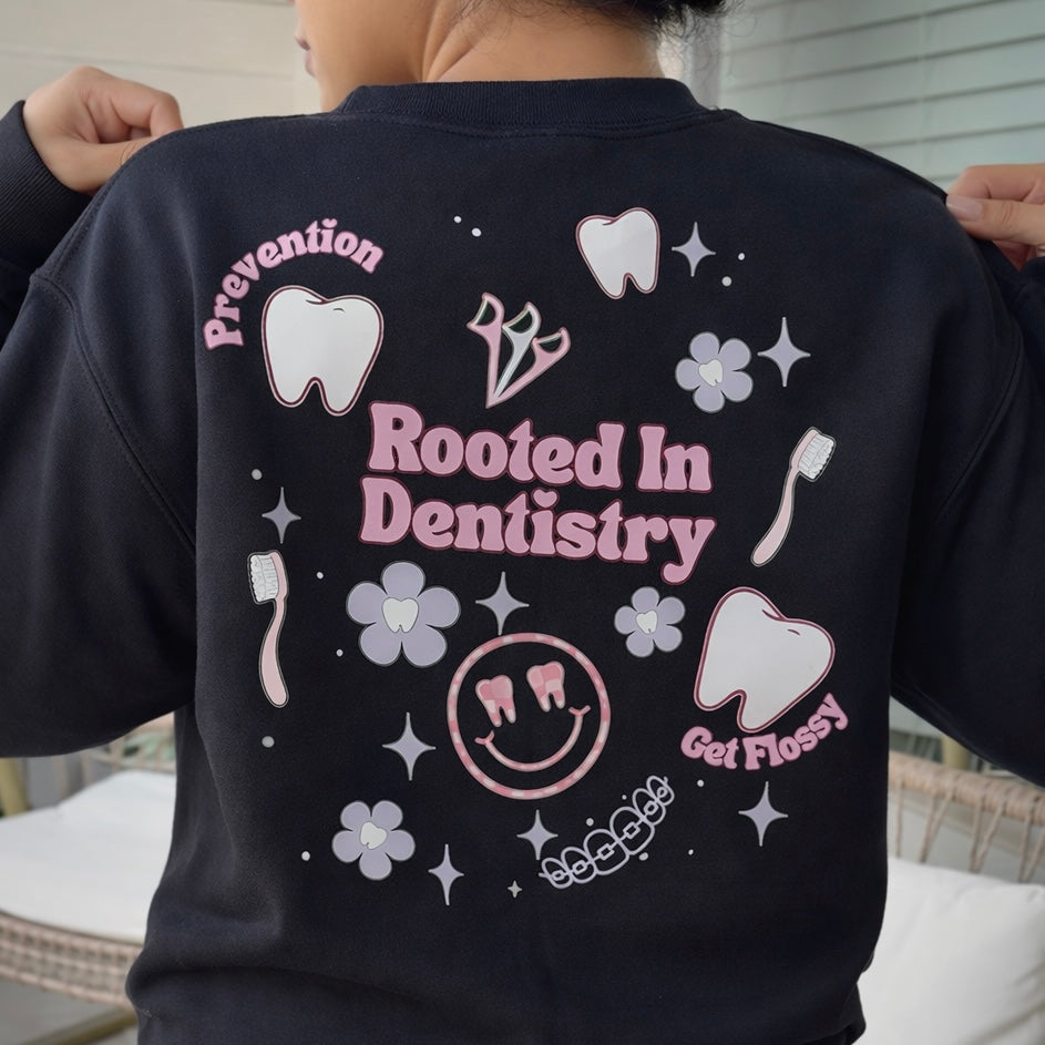 Purple Molar/Rooted In Dentistry Black Sweater- S