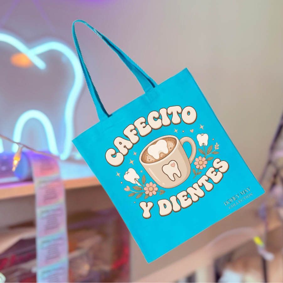 Cafecito Y Dientes Light Blue Tote Bag