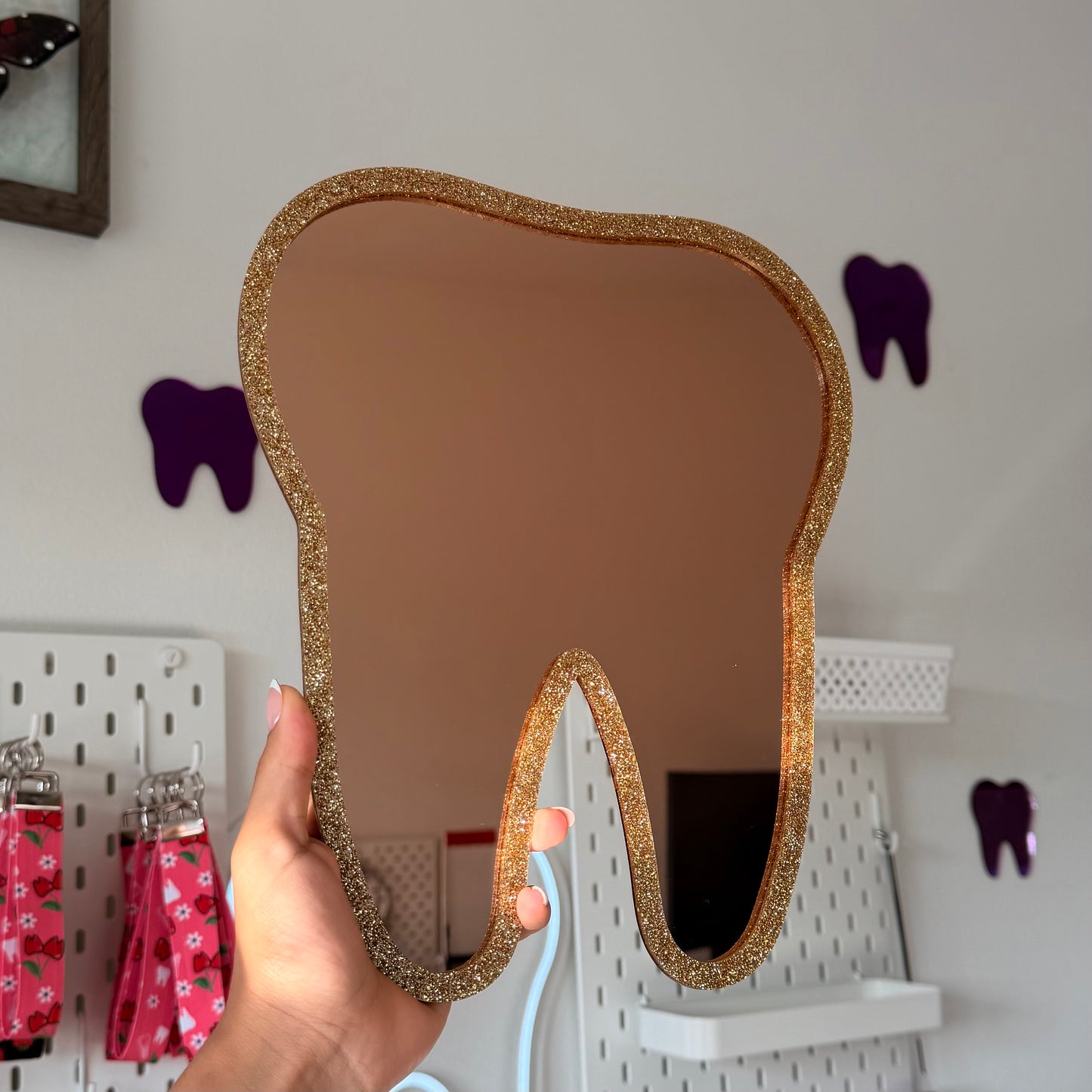 Gold Glitter On Gold Molar Mirror 11x9