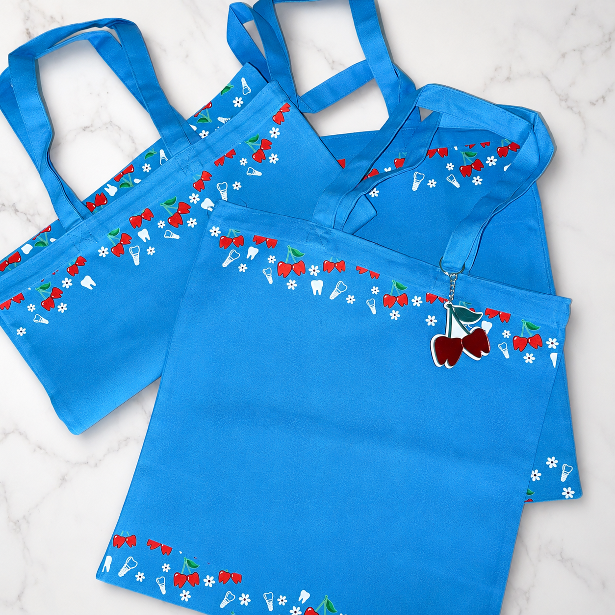 Cherries Blue Tote Bag