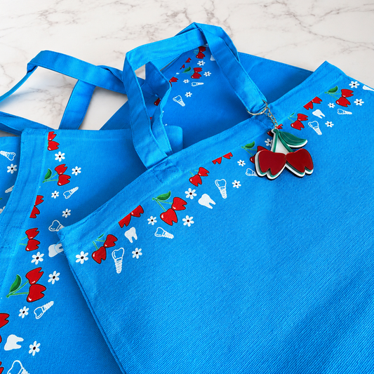 Cherries Blue Tote Bag