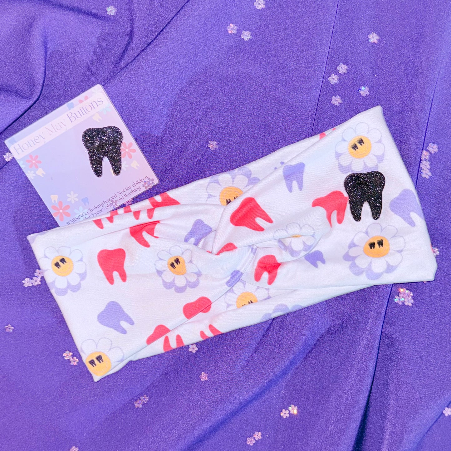 Smiling Blooms Knotted Headband Buttons NOT Included***