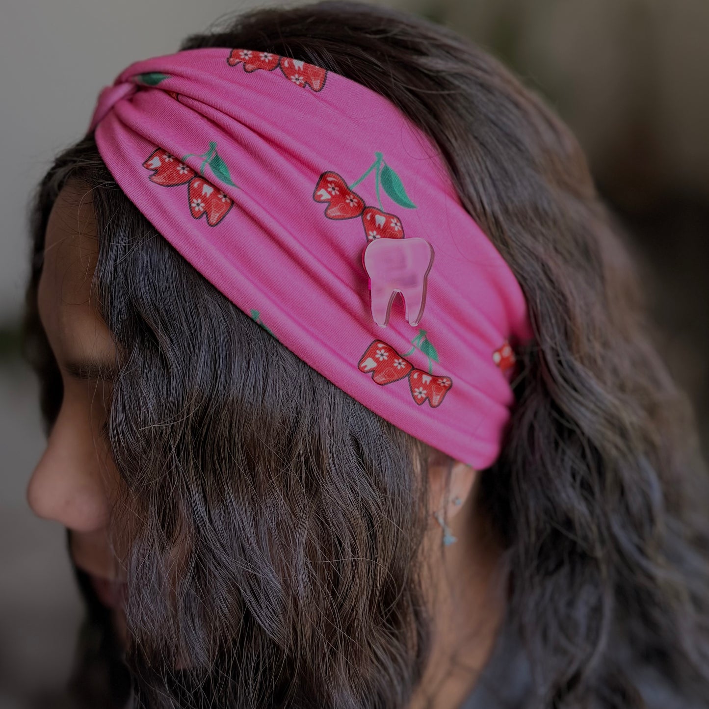 Sweet Tooth Cherry Knotted Headband Buttons NOT Included***
