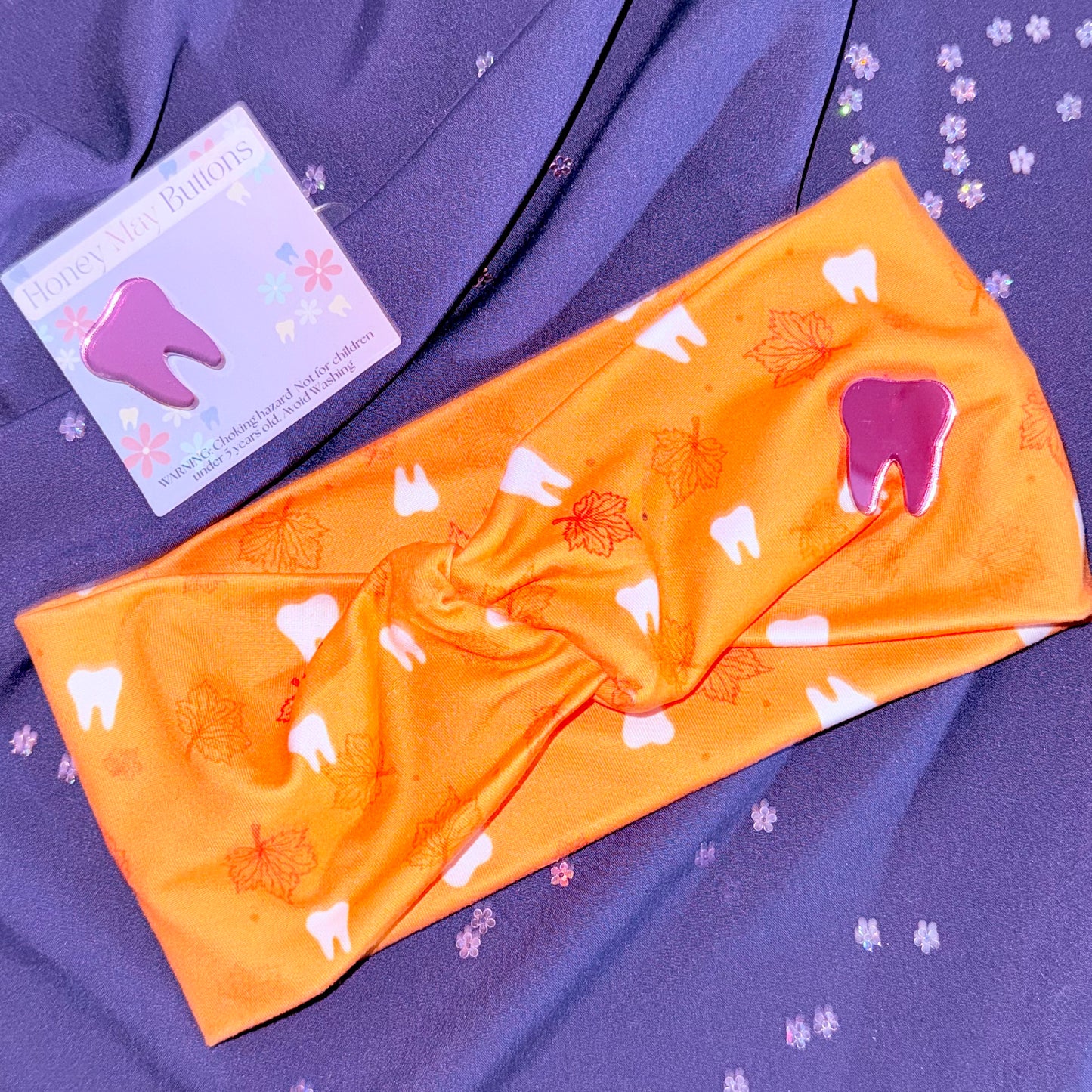 Fallin’ for Smiles Pastel Orange Knotted Headband Buttons NOT Included***