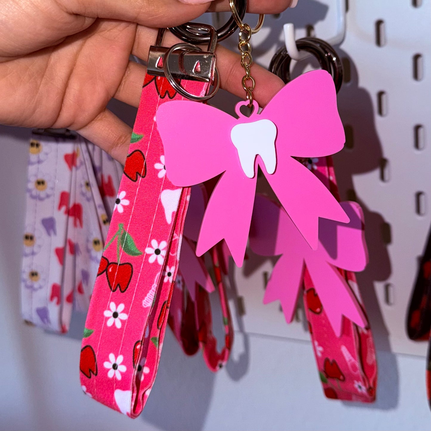 Pink Tooth Bow Keychain
