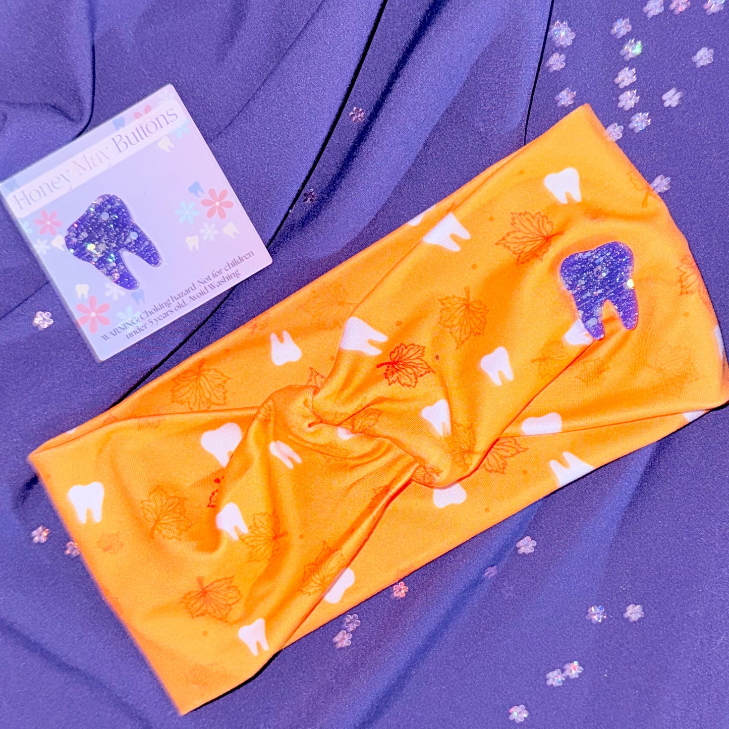 Fallin’ for Smiles Pastel Orange Knotted Headband Buttons NOT Included***