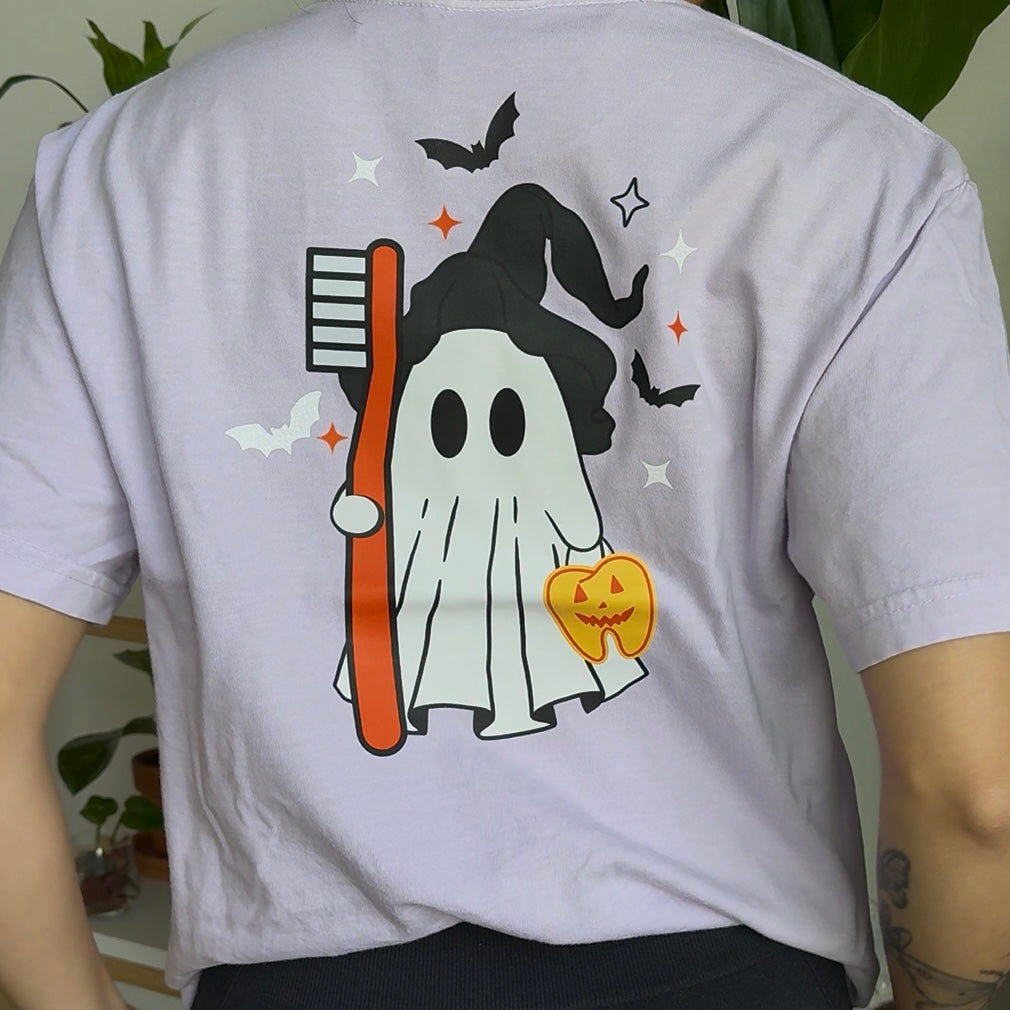 Trick-or-Tooth- Grey and Purple Tee