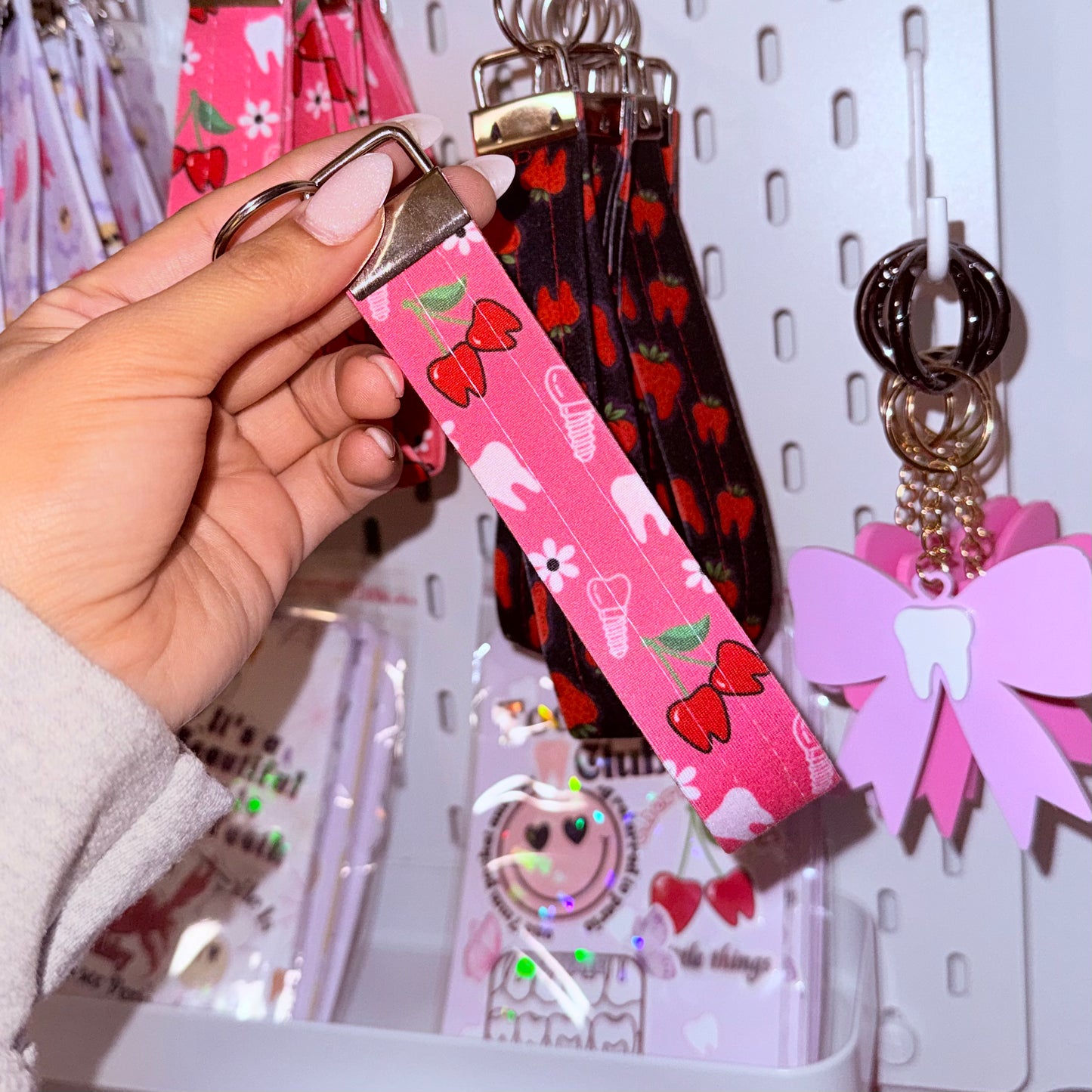 Cherrie teeth Pink Wristlet