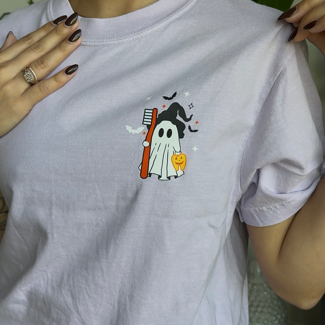 Trick-or-Tooth- Grey and Purple Tee