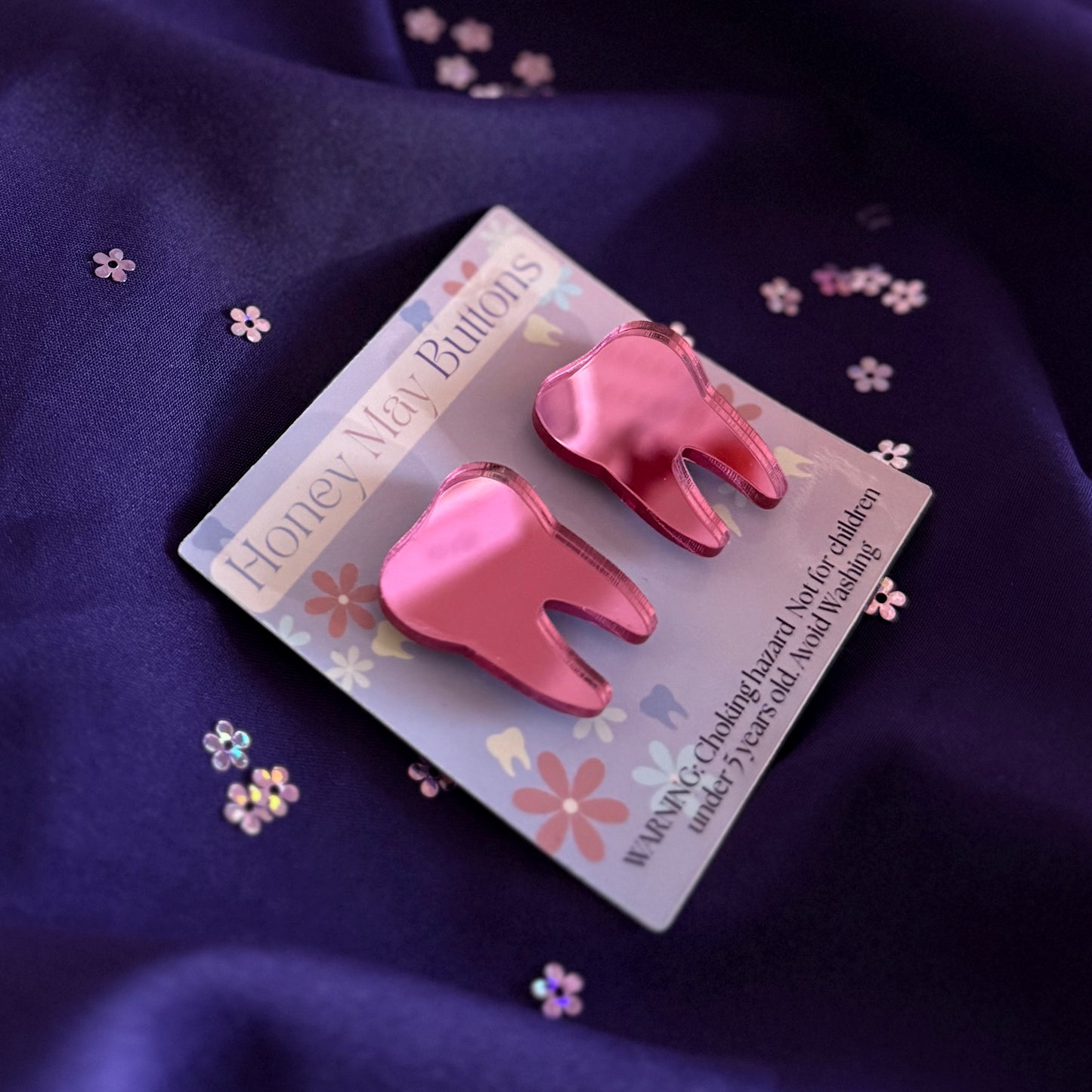 Pink Mirror My Smile Magnetic Buttons