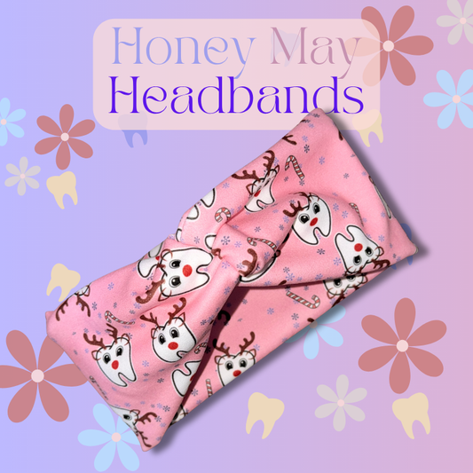 Reindeer Teeth Light Pink Knotted Headband- Buttons NOT Included**