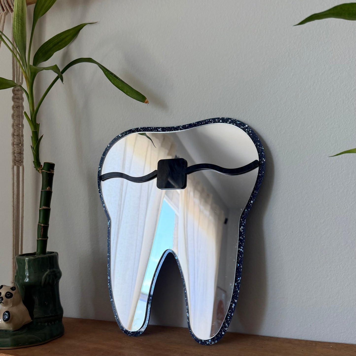 Ortho Tooth Glitter Navy Border Mirror 11x9.5