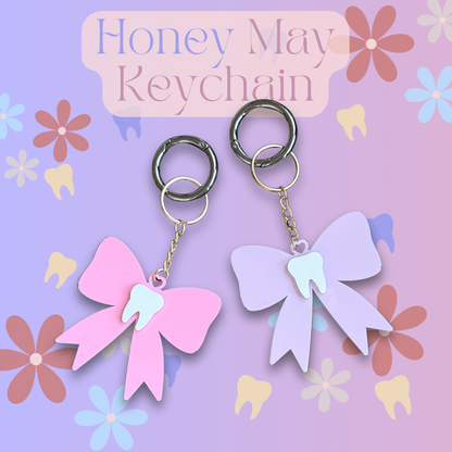 Tooth Bow Key Chains Pink OR Purple