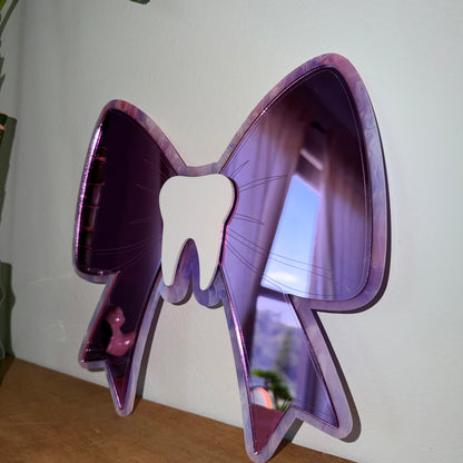 Pink Bow Purple Dream Swirls Border Mirror 10x10