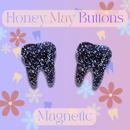 Glitter Black Magnetic Buttons