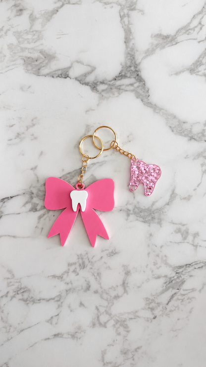 Pink Tooth Bow Keychain