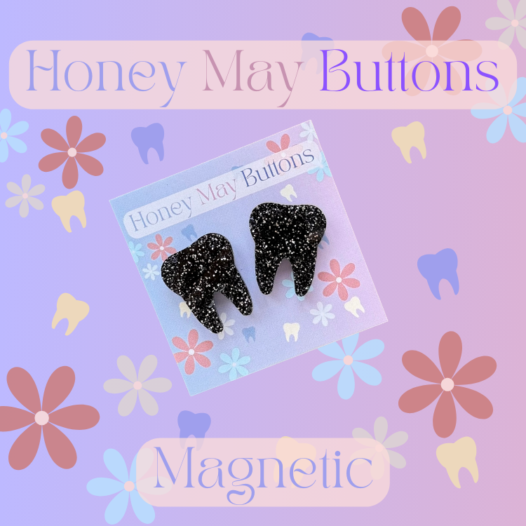 Glitter Black Magnetic Buttons