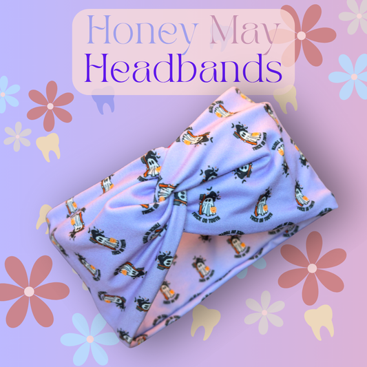 Trick Or Tooth Knotted Headband Buttons NOT Included***