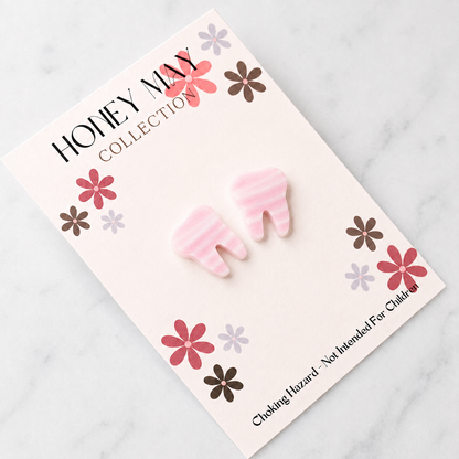 Pink & White Strips Earrings