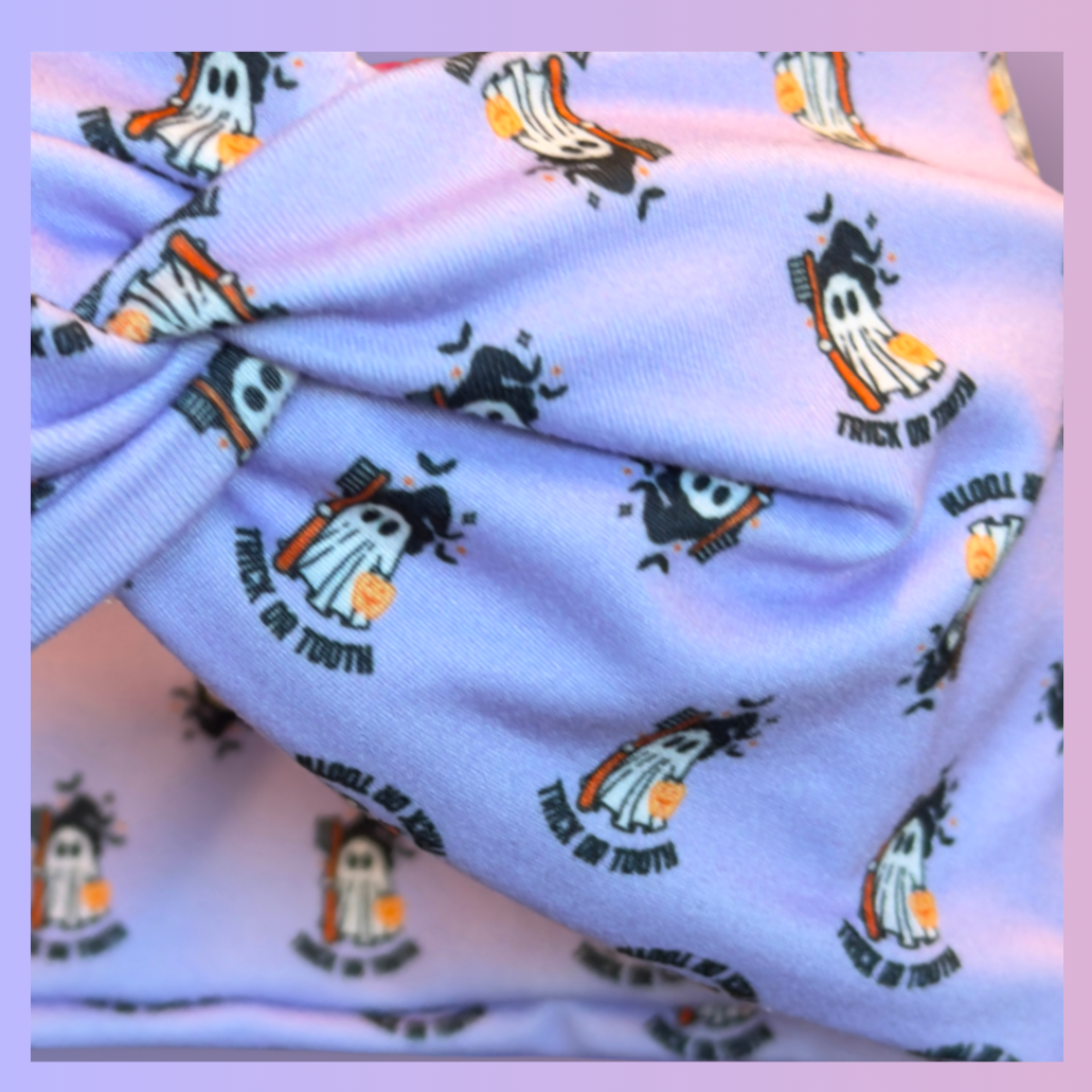 Trick Or Tooth Knotted Headband Buttons NOT Included***