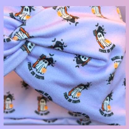 Trick Or Tooth Knotted Headband Buttons NOT Included***