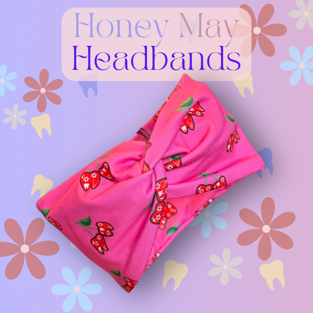 Sweet Tooth Cherry Knotted Headband Buttons NOT Included***