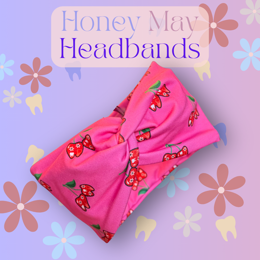 Sweet Tooth Cherry Knotted Headband Buttons NOT Included***