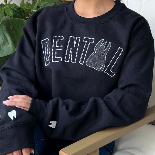 White DENTAL/ Black Molar Crewneck