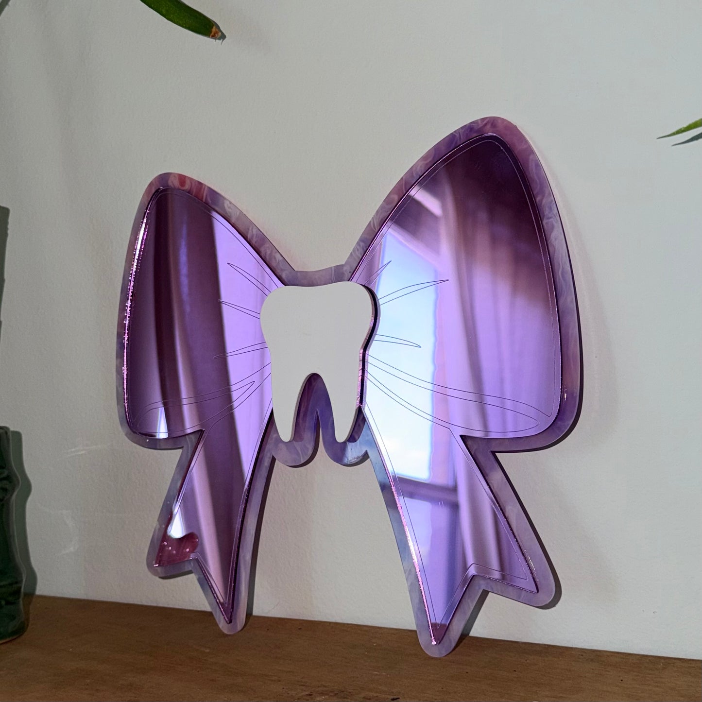 Pink Bow Purple Dream Swirls Border Mirror 10x10