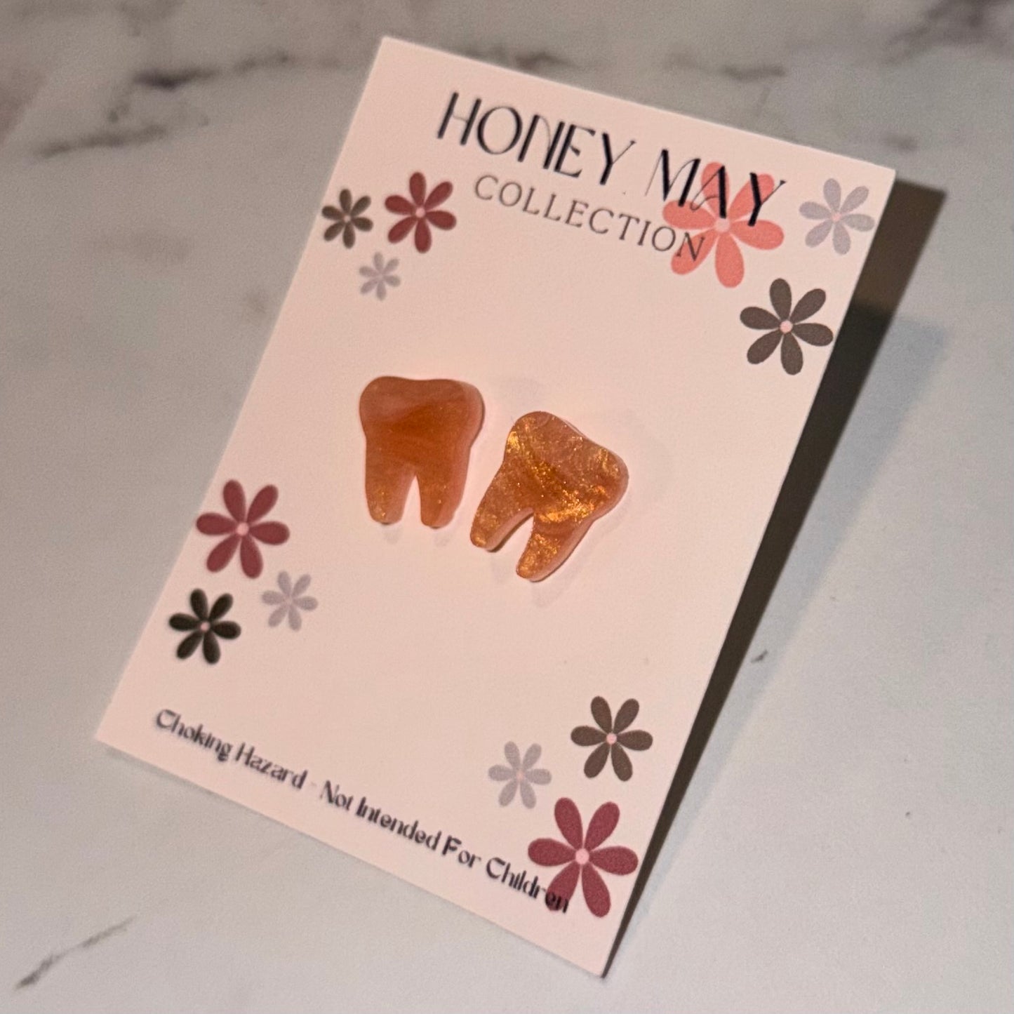 Peachy Molar Tooth Earrings - 1 Pair