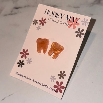 Peachy Molar Tooth Earrings - 1 Pair