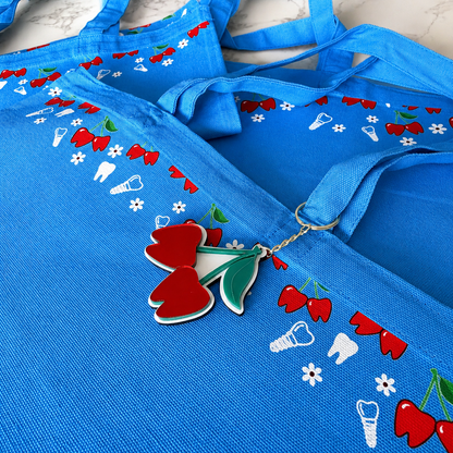 Cherries Blue Tote Bag