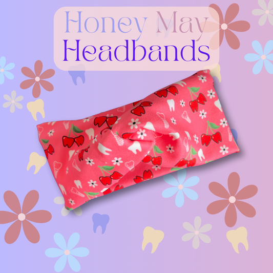 Sweet Tooth Cherry Knotted Headband Buttons NOT Included***