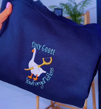 Silly Goose Embroidery Crewneck
