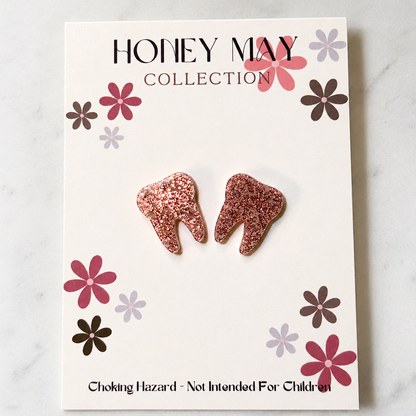 Glitter RoseGold Tooth Earrings - 1 Pairs