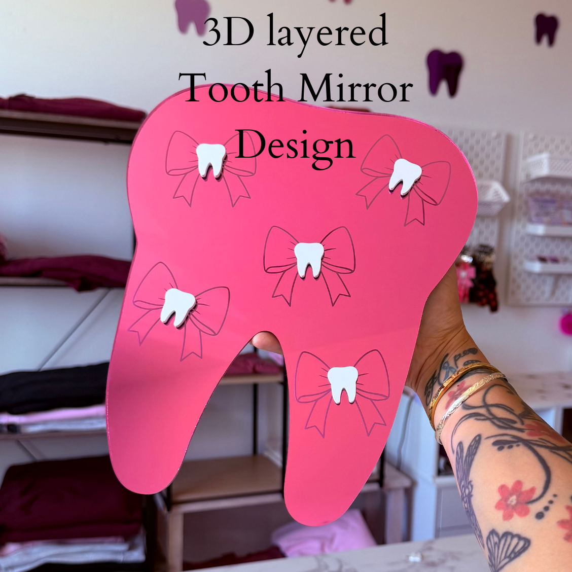 Bow Babe Pink Acrylic Mirror