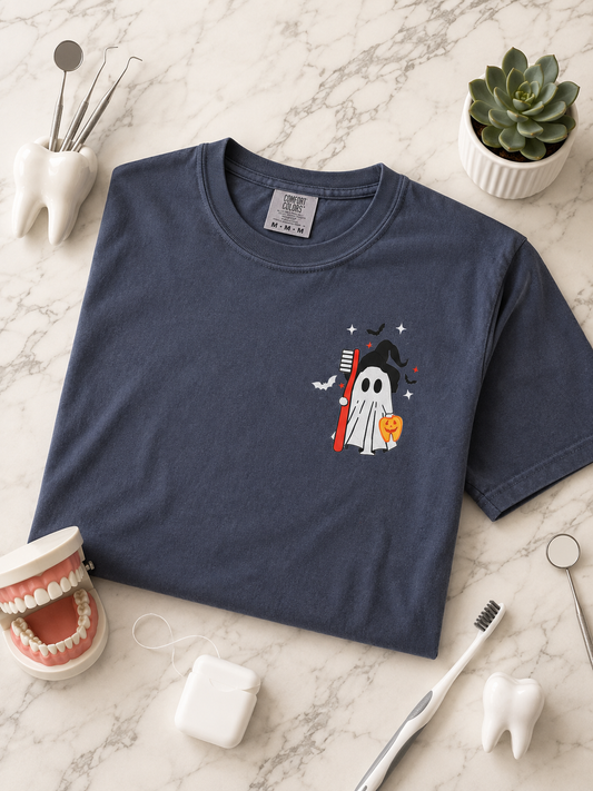 Trick-or-Tooth- Grey and Purple Tee