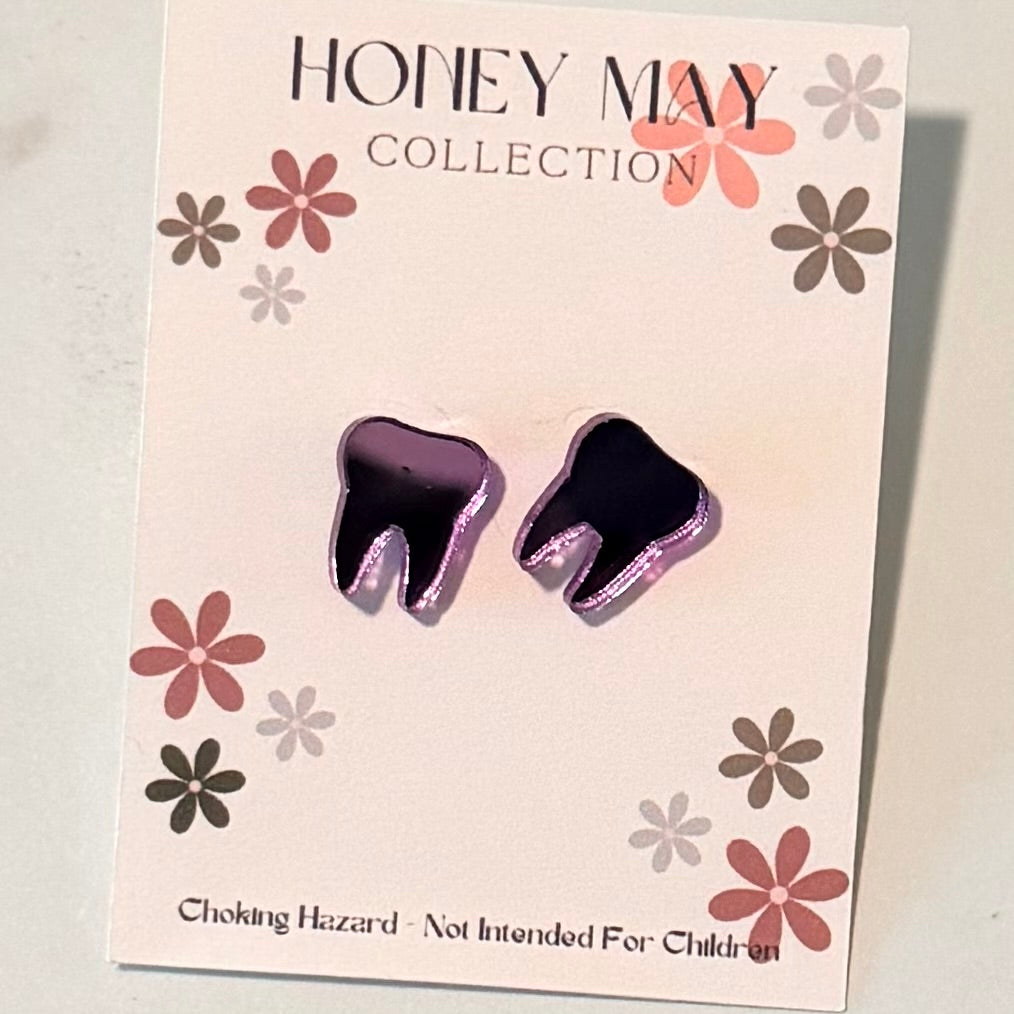 Lavender Mirror Tooth Earrings - 1 Pair
