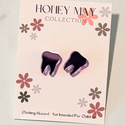 Lavender Mirror Tooth Earrings - 1 Pair