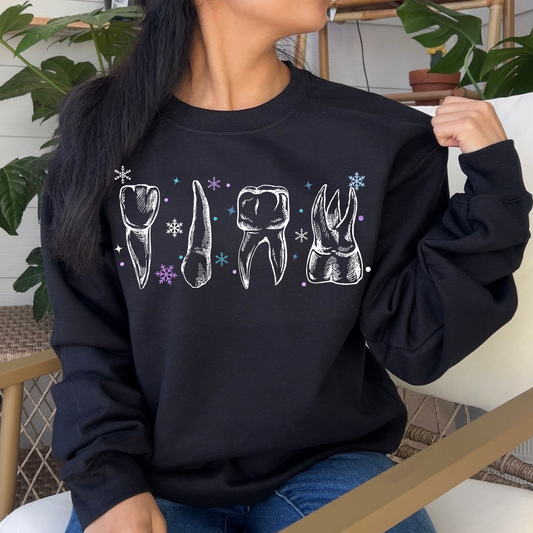 Anatomy Teeth & Snowflakes - Black- Small