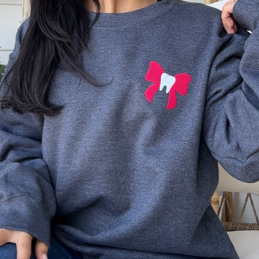Hot Pink tooth bow sweater