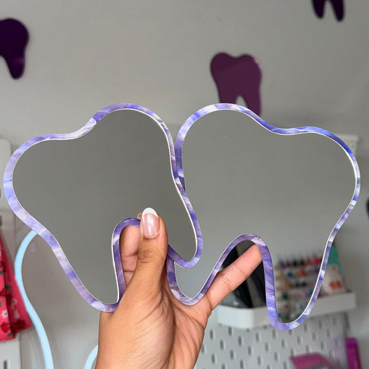 Mini Tooth Mirror Set (2) - Silver W/ Purple Swirl