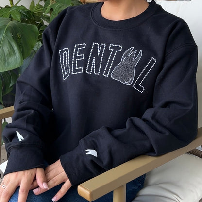 White DENTAL/ Black Molar Crewneck