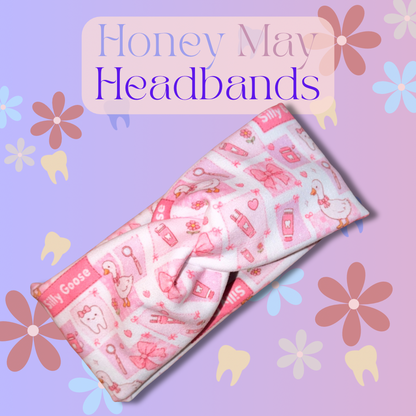 Available 06/20 - Silly Goose Dental Club Headbands- 4 Inch- Buttons NOT Included***