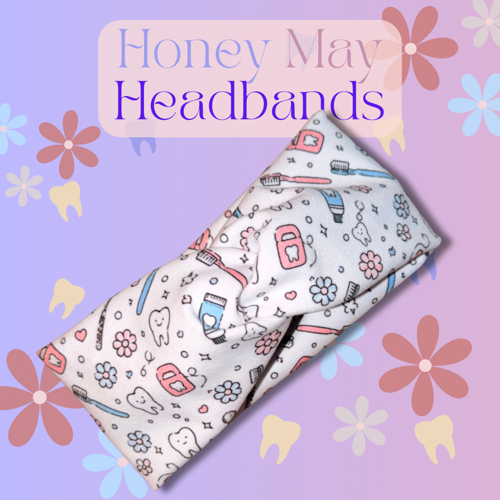 Available 06/20 - Dental Daydream Headbands- 4 Inch- Buttons NOT Included***