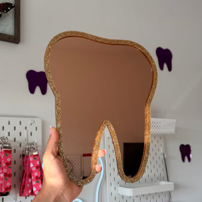 Gold Glitter On Gold Molar Mirror 11x9